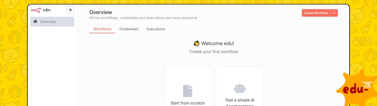 Screen of n8n login successfull